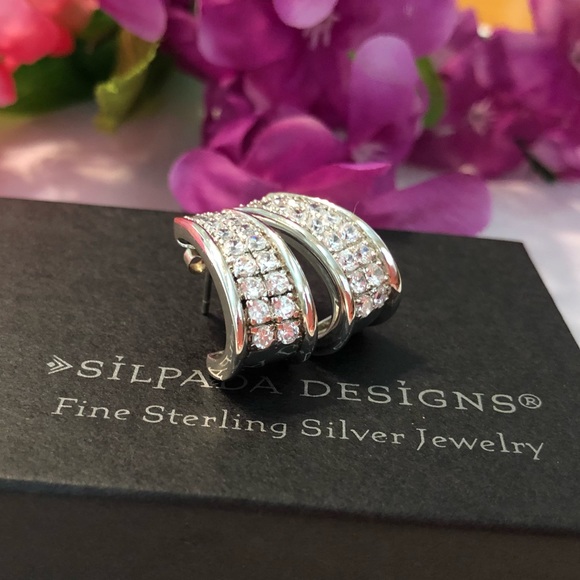 Silpada Cubic Zirconia Sterling Silver Earrings P1395 - Picture 15 of 17